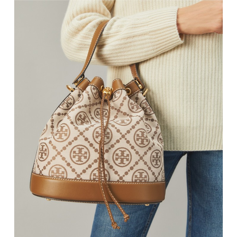 T Monogram Jacquard Large Bucket Bag