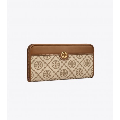 T Monogram Jacquard Zip Slim Wallet