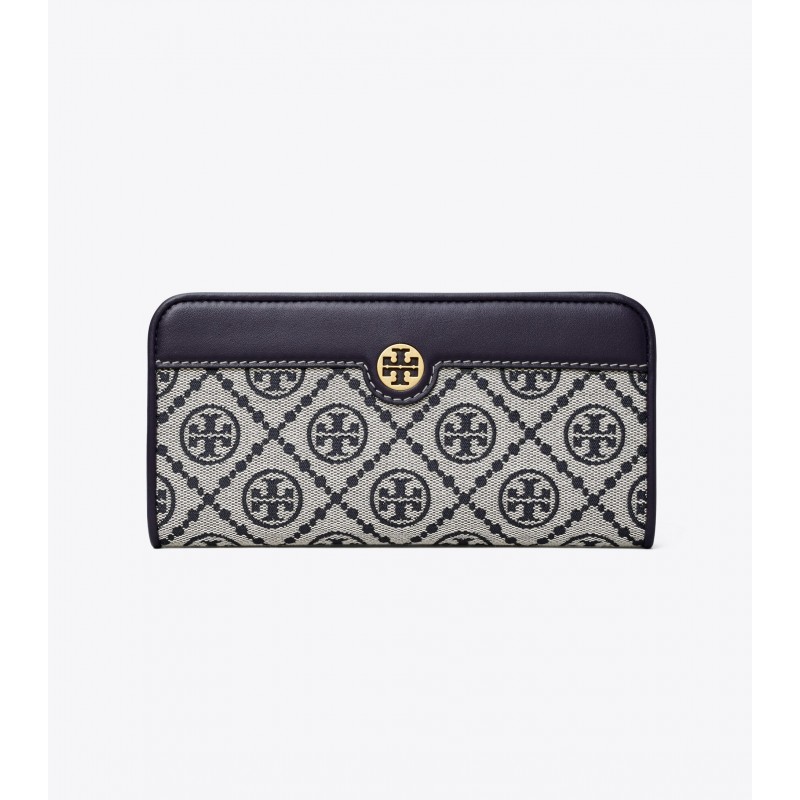 T Monogram Jacquard Zip Slim Wallet