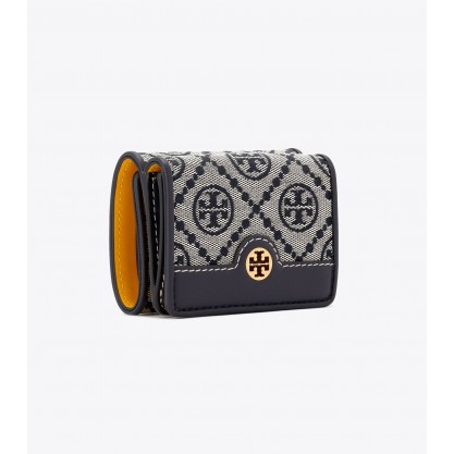 T Monogram Jacquard Tri-Fold Mini Wallet