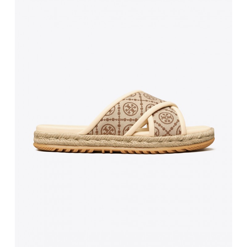 T Monogram Crisscross Espadrille Slide