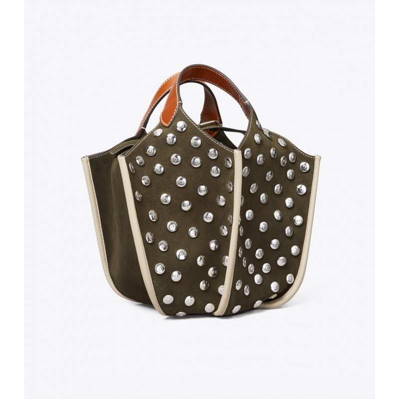 Studded Suede Lampshade Bag