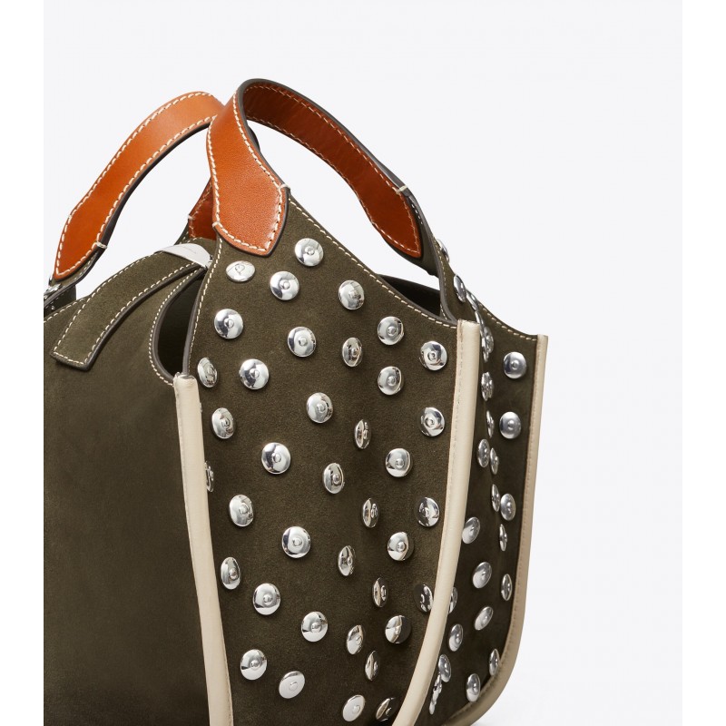 Studded Suede Lampshade Bag