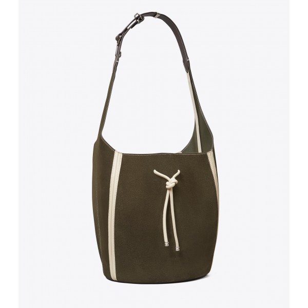 Spaghetti Strap Suede Large Bucket Bag