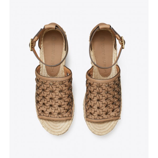 Basket-Weave Espadrille Wedge