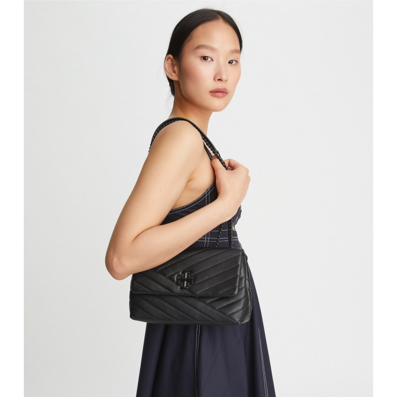 Kira Chevron Powder-Coated Small Convertible Shoulder Bag